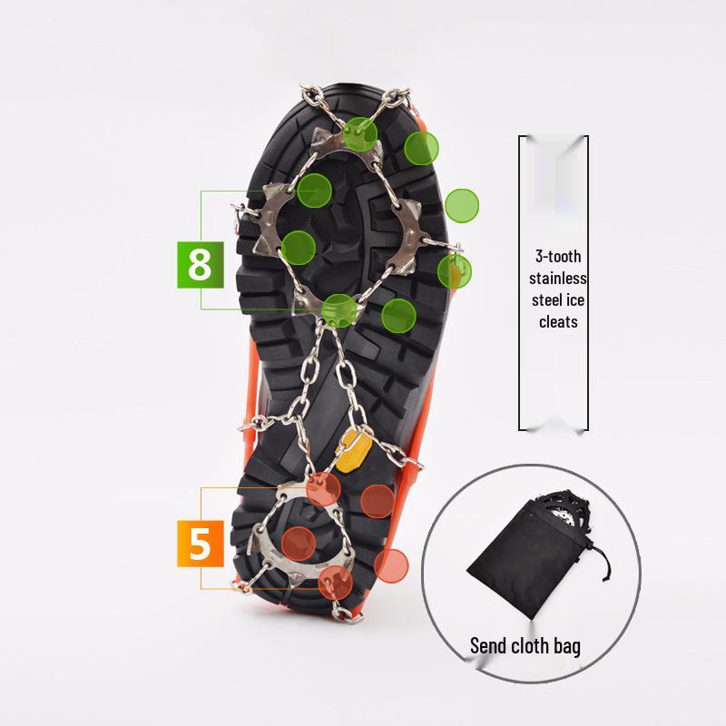 13-Zahn Schneekrallen Steigeisen aus Edelstahl: Verstärkte Anti-Rutsch-Ketten für Eisklettern