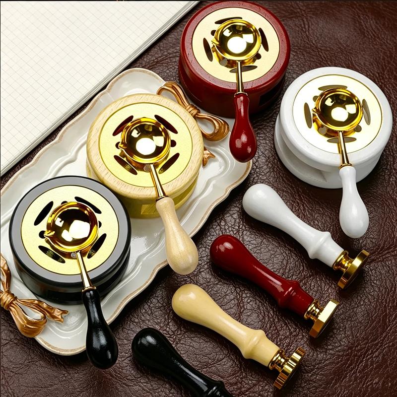DIY Sealing Wax Spoon Bead Melting Heater Lacquer Furnace Solid Wood Stove Seal Supplies For Stamp Wax Stamp Craft Wedding Gifts