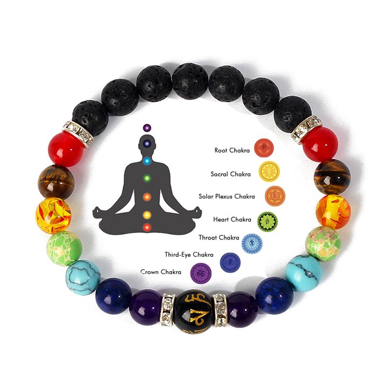 7 Chakra Diffuser Bracelets Men Women Natural Lava Stone Crystal Healing Anxiety Jewelry Mandala Yoga Meditation Bracelet Gift