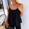 Tops Femininos Leves Chiffon Sem Mangas Blusa Camadas Barra com Babados Modelagem Solta Casual Verão Top de Alcinha