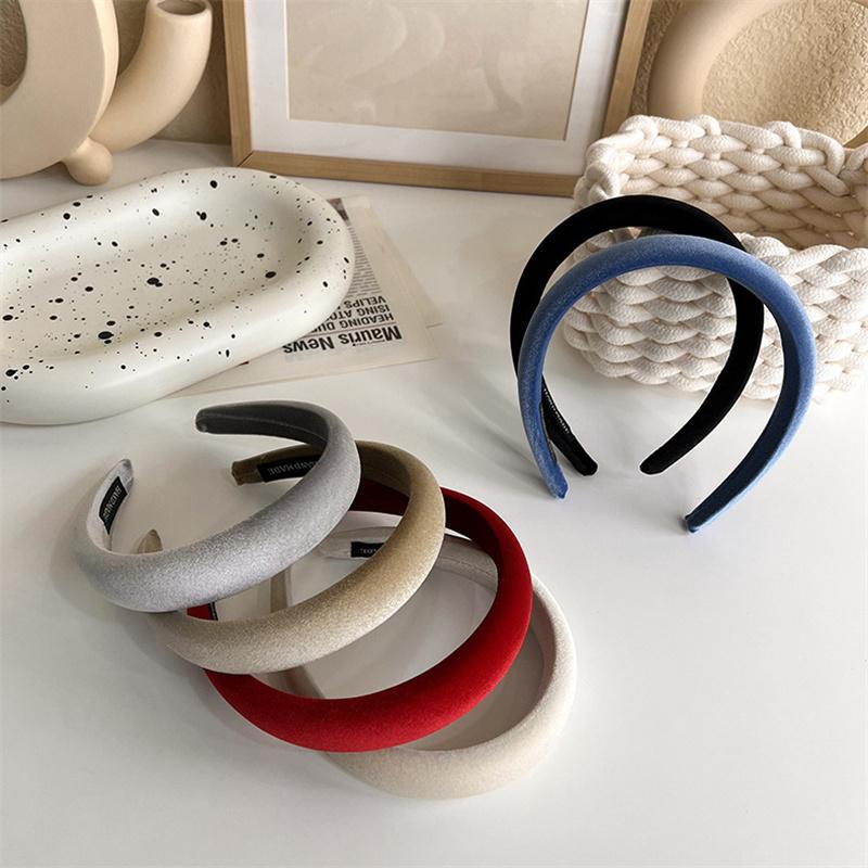 Chic Autumn Winter Soft Flannel Cloth Sponge Padded Headbands for Women Girls Daily Casual Shopping Headdress Simple Head Hoop