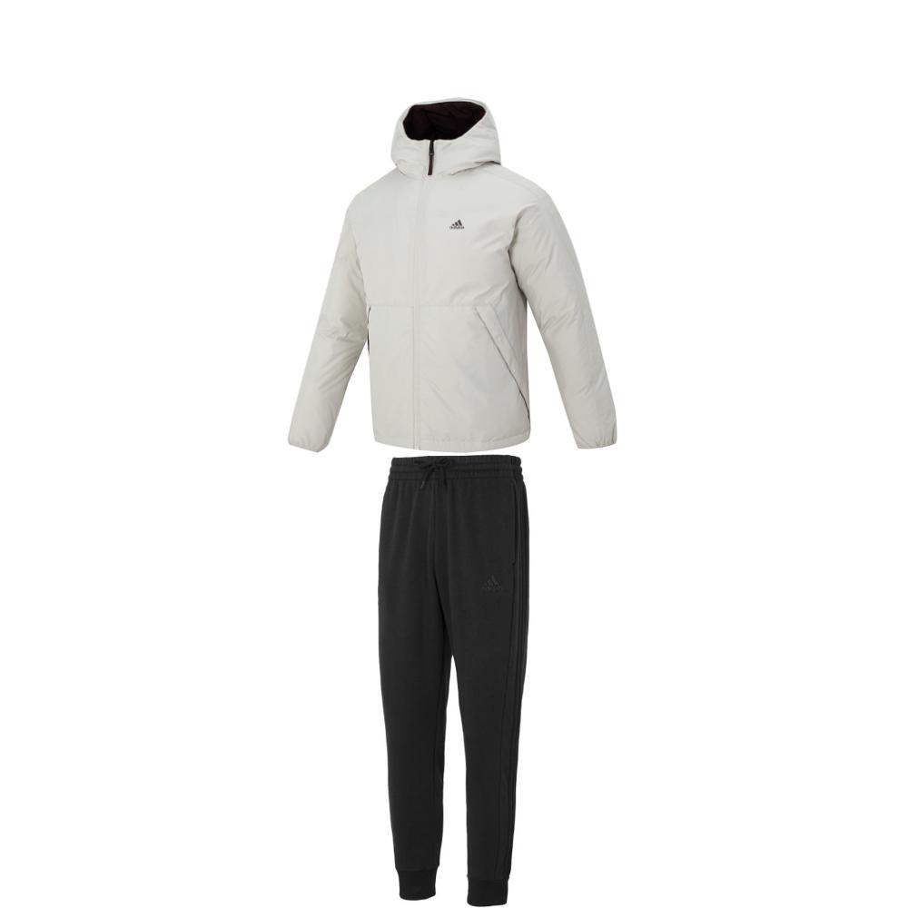 

Adidas Двусторонняя теплая куртка-пуховик с капюшоном и флисовыми штанами на манжетах, повседневный спортивный комплект для мужчин, верхняя одежда, брюки IS0372+IJ8885 L