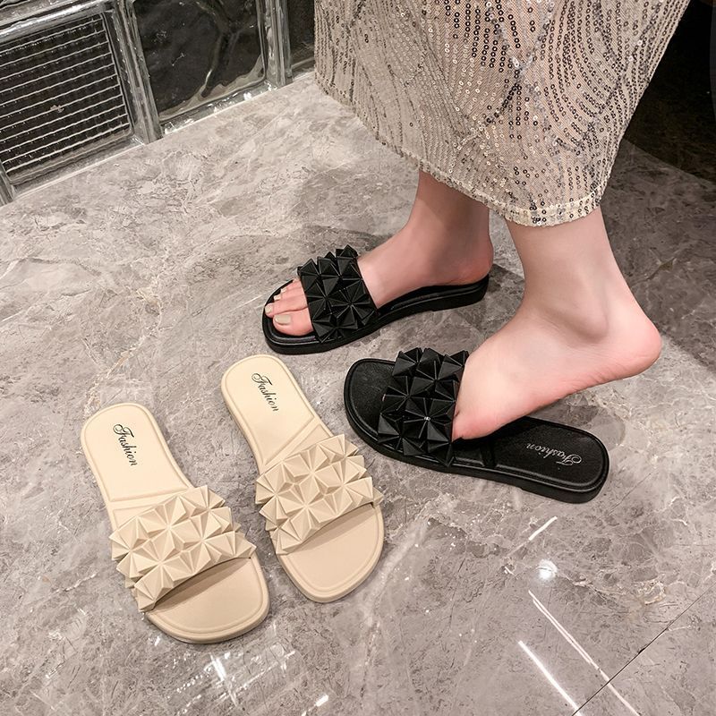 Super soft and ultra-clear women's one-word drag 2025 new ins heightened thick-bottomed non-slip and deodorant slippers