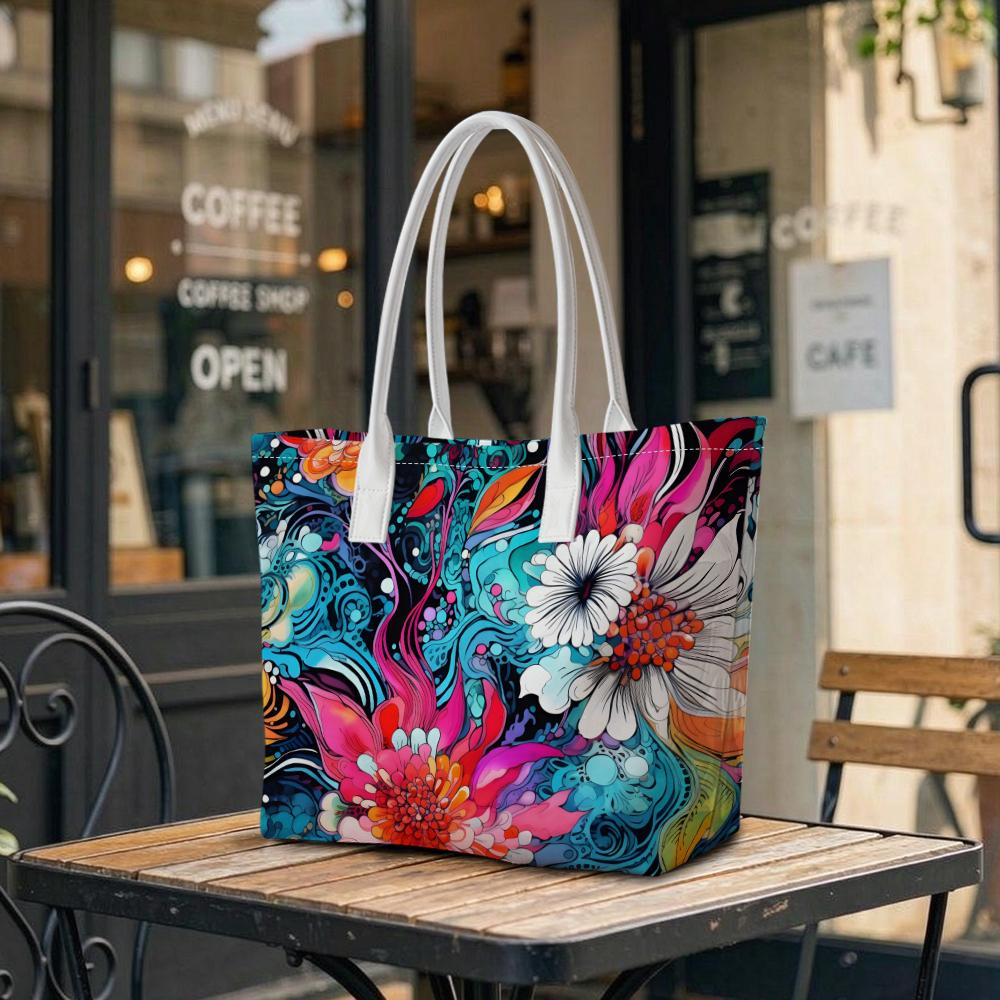 Floral Print Stylish Tote Bag Fashion Daily Outdoor Casual Carry Bag