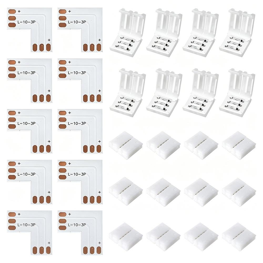 30pcs 3535/2835 LED Strip Connectors 8mm/10mm 4 Pin Connectors L Shape Connectors LED Strip Lights