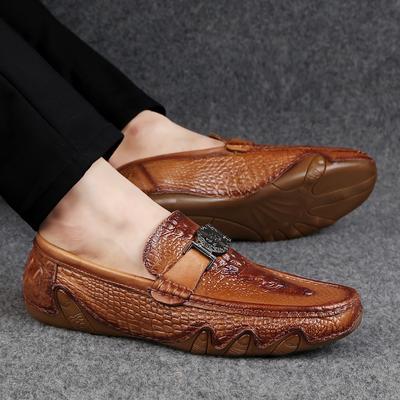 Yeinshaars Crocodile Skin Loafer Shoes Men Genuine Leather Slip -On Moccasins Handmade Man Casual Shoes Drive Walk Luxury Leisure