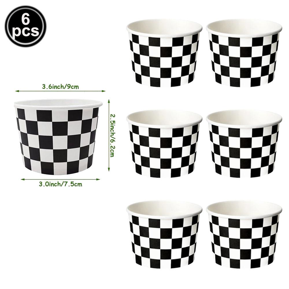 Race Car Birthday Party Supplies Popcorn Boxes Black White Checkered Food Trays Paper Snack Bowl Race Car Boy Birthday Supplies