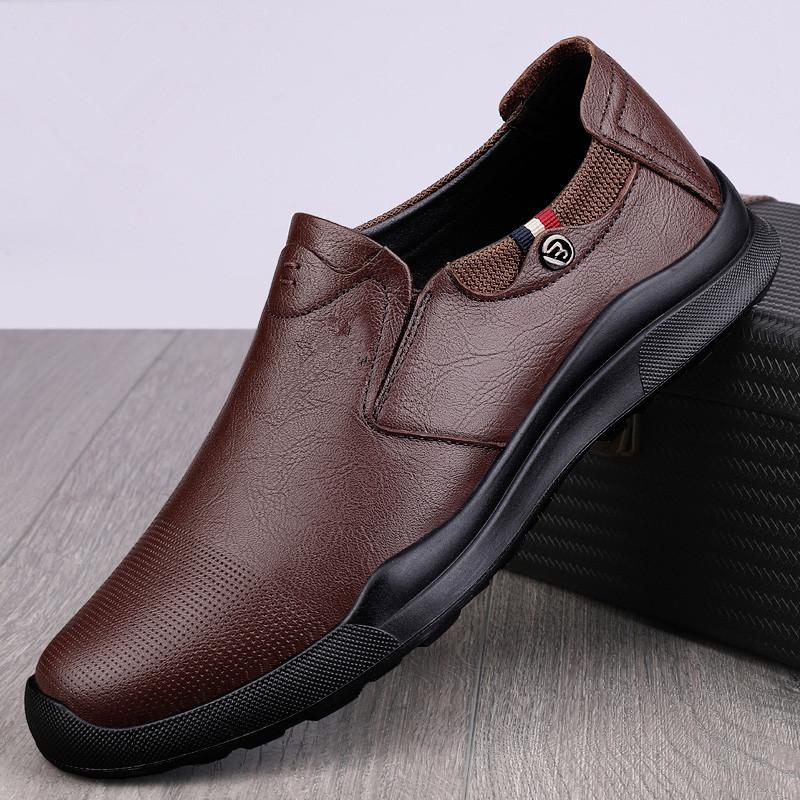 Fashion Genuine Leather Mens Loafers Non Slip Walking Flats Breathable Outdoor Slip On Casual Shoes Male Driving Sneakers Business Shoes