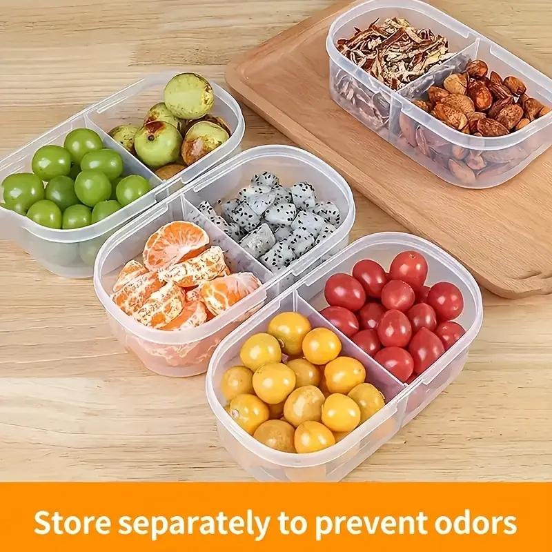 1pc Single And Double Opening Food Fruit Refrigerator Storage Box Dust-Proof Reusable Portable Picnic Fruit Storage Container