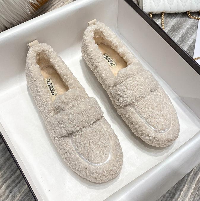 Women Fur Boots Cotton Slippers Women Winter New Style Bag Heel Home Warm Non Slip Plush Cotton Shoes For Women Wearing Outside