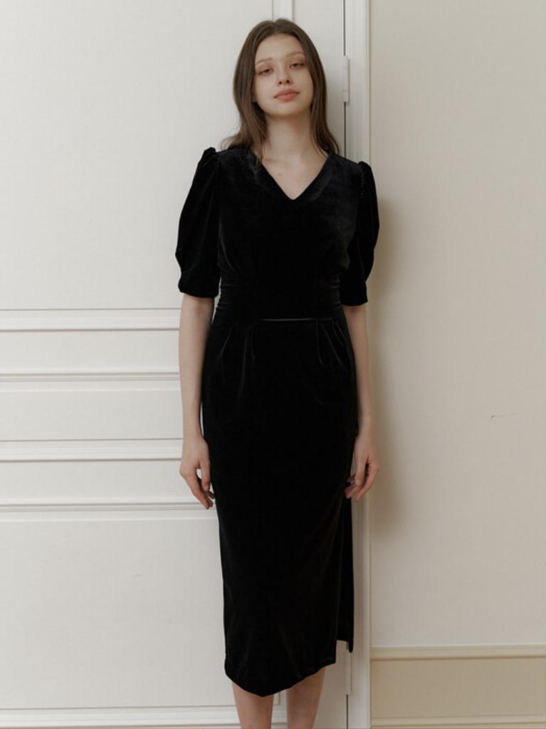 Kinder Baby Classy Black Velvet Long Dress