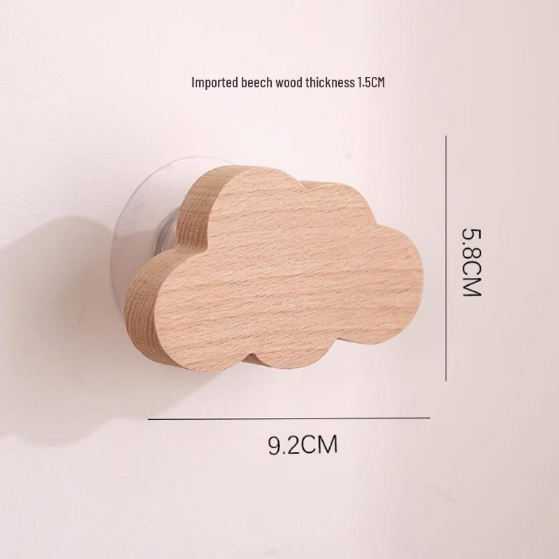 Creative Beech Wood Adhesive Hooks – Funny Animal Design Coat & Hat Hooks for Behind-the-Door Use