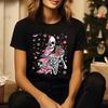Street Christmas Fashion Short Sleeve Tshirts for Women Festive Skeleton with Coffee Tree Print Tshirt Festive Holiday Tee Top