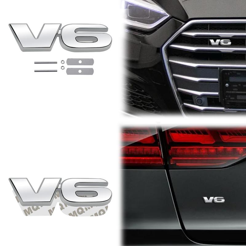 Car Accessories Metal Grille Emblem Rear Trunk Body V6 Badge Sticker For Mazda Ford Toyota Honda Suzuki JEEP Chevrolet SUV