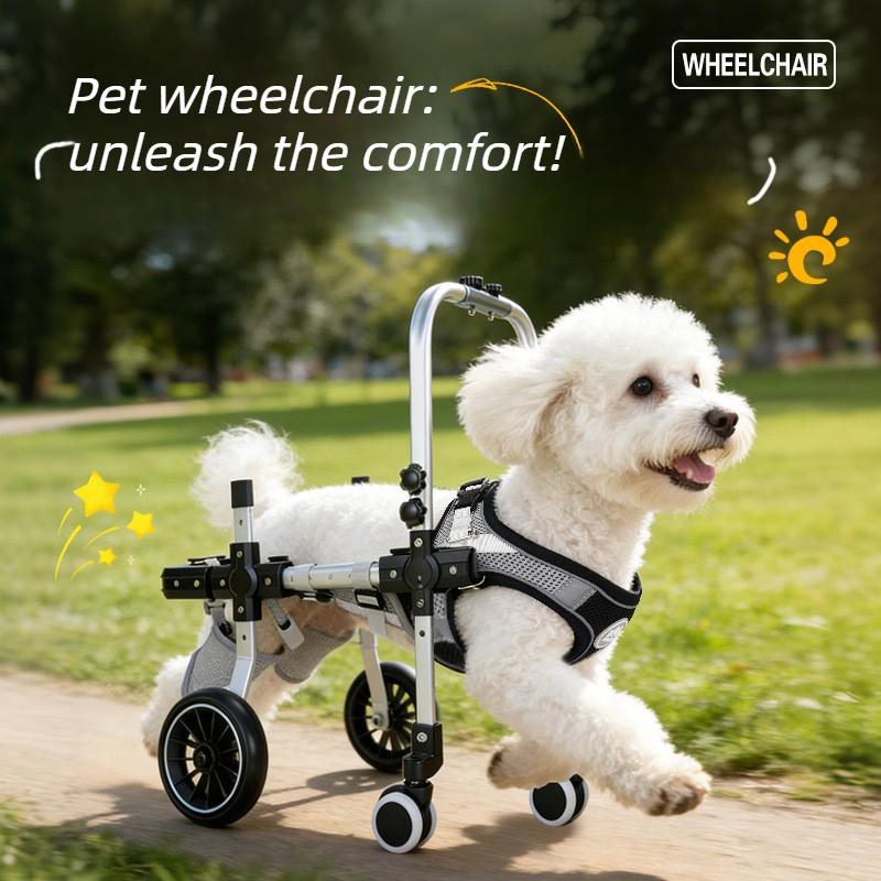 4 Wheels Dog Wheelchair for Pets Training Hindlimb Wheelchairs Upgraded Retractable Cat Hindleg Assist Car Paralyzed Driving Aid