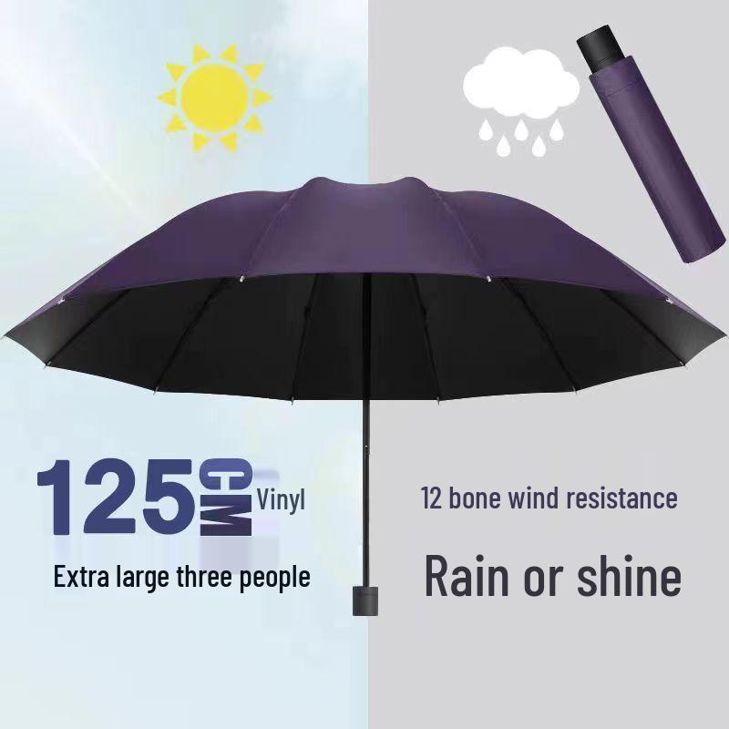 Stort Trefaldigt Paraply för Män & Kvinnor: Robust, Dubbelanvändning för Sol & Regn, Anti-Stormdesign