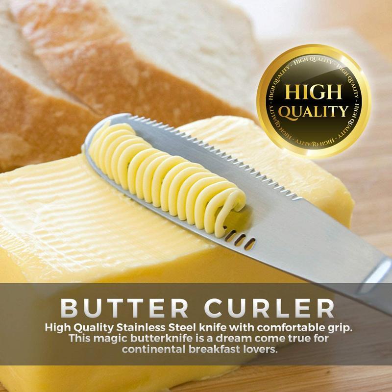 LMETJMA 3 In 1 Stainless Steel Butter Knife Cheese Dessert Jam Spreaders Cream Scraper Bread Splitter Butter Spreader KC0070