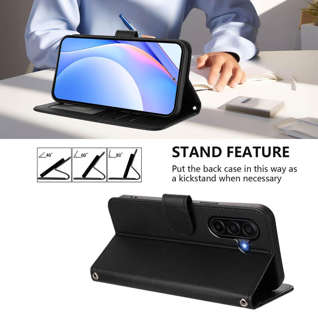 For Samsung Galaxy A37 5G Case Panda Imprint RFID Blocking Wallet Leather Phone Cover with Wrist Strap