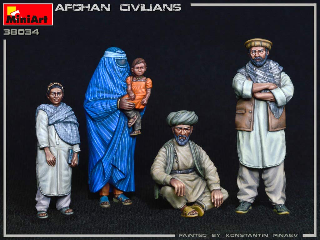 MiniArt Scale Afghan Civilians Plastic Model Kit MA38034 1/35 (5-Piece Set)