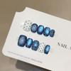 10 Pcs Short Oval Press On Nails Glossy Block Stripes And Star Designs Mix And Match False Nails For Women And Girls
