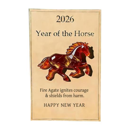

Little Horse Pocket Hug Lucky Acrylic Horse Figurine with Card 2026 Year of The Horse Meaningful Gift for 1pc