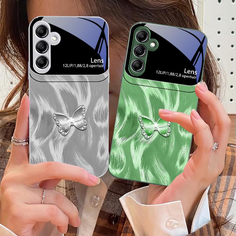 Rosa Diamant Schmetterling Für Samsung A73 72 71 A70 56 55 54 A53 52 51 50 42 A35 A34 33 32 31 26 25 24 23 22 30 Glas Handyhülle