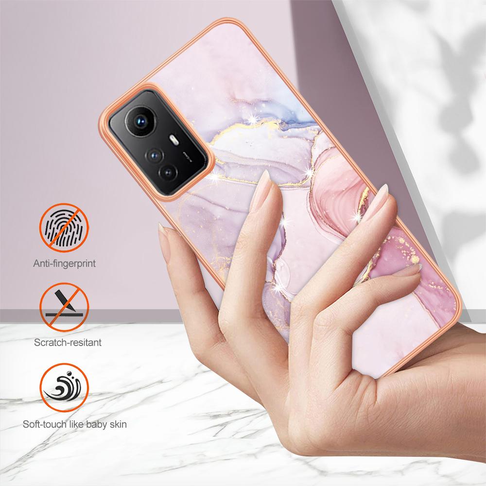 For Xiaomi Redmi Note 12S 4G TPU Case with IMD Marble Pattern Electroplated Back Cover