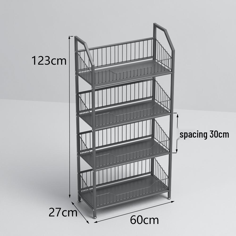 Freestanding Multilayer Snack & Beverage Display Rack for Convenience and Home Use