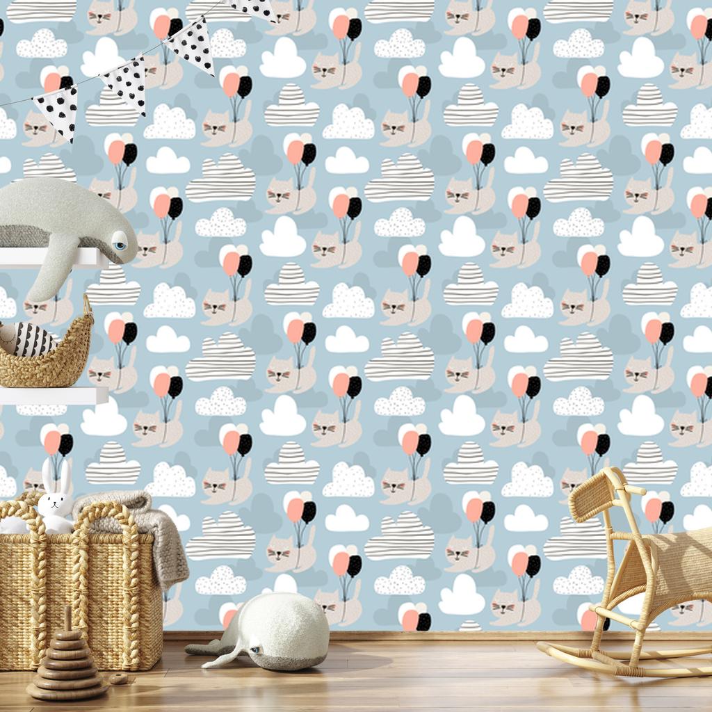 Kittens and Balloons Wallpaper for Living Room and Bedroom 50x1000