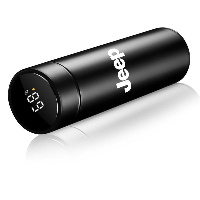 

Умная термобутылка для автомобиля с дисплеем температуры, кофейная чашка для Jeep Renegade Wrangler JK Grand Cherokee XJ Willys Compass Command Patriot чёрный