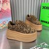 Campus Style Platform Single Shoes 2025 Spring New French Leopard Print Small Muffin Height Increase Casual Sports Shoes