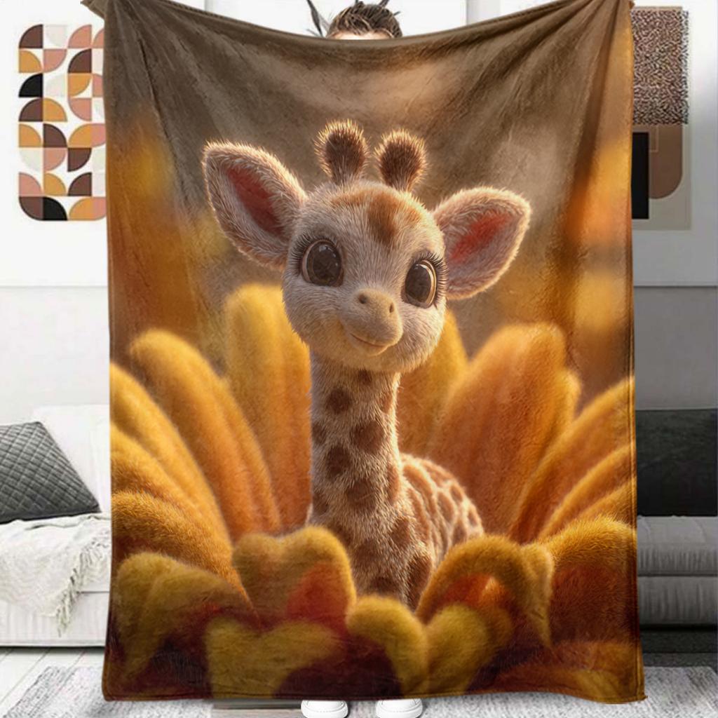 1Pc Cartoon Print Flannel Blanket, High Quality Comfortable for All Seasons, Home Decor, Warmth and Comfort, Perfect for Christmas Birthday Gift
