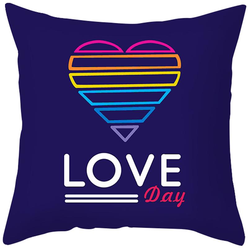 Rainbow Heart Pattern Nordic Sofa Cushion Cover Peach Skin Pillowcase Home Decor Pillowcase
