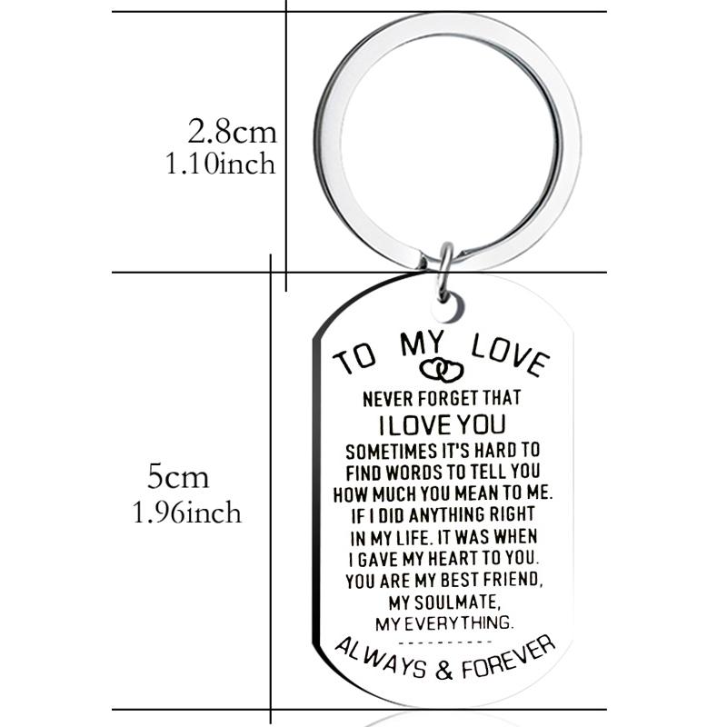 To My Love Keychain Stainless Steel Key Ring Valentine's Day Wedding Anniversary Gift For Husband Wife Boyfriend Girlfriend