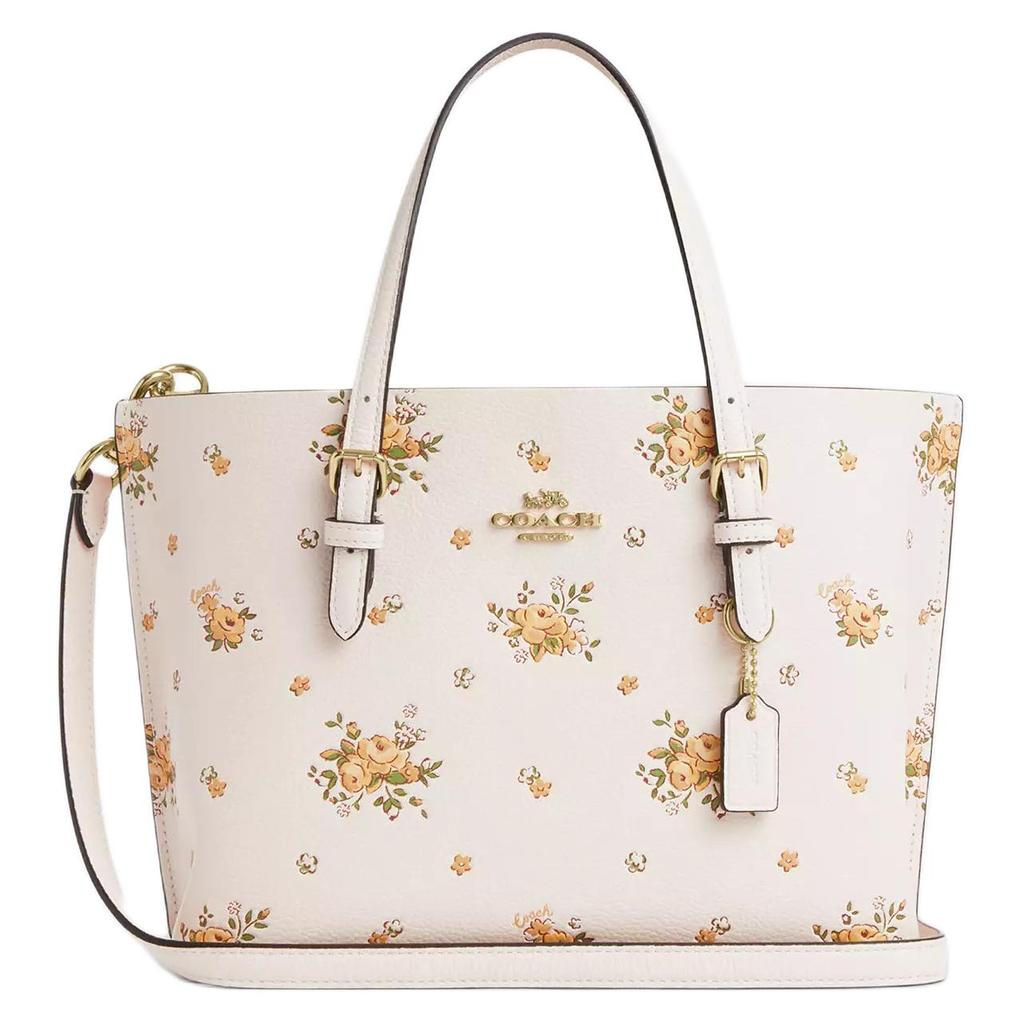 Coach Molly 25 Blumenmuster Kieselsteinleder Tragetasche Damen Tragetaschen Weiß CAL44-IMCAH