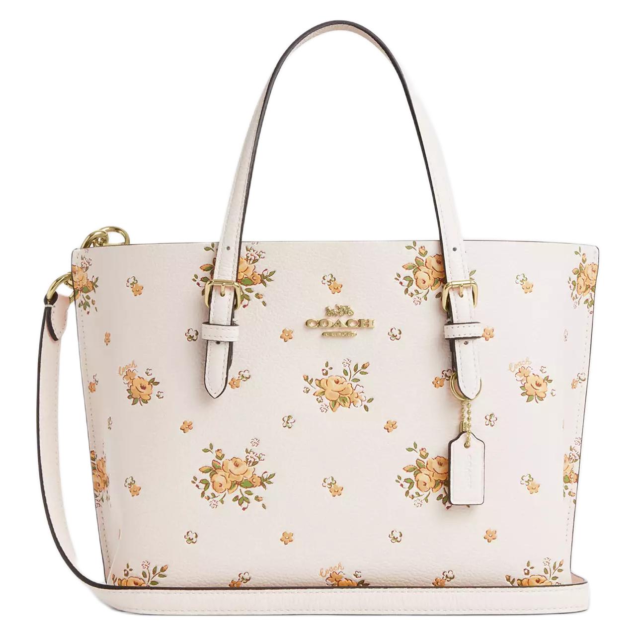 Coach Women's White Molly 25 Floral Print Pebble Leather Tote Bag Tote Bags Cal44-Imcah