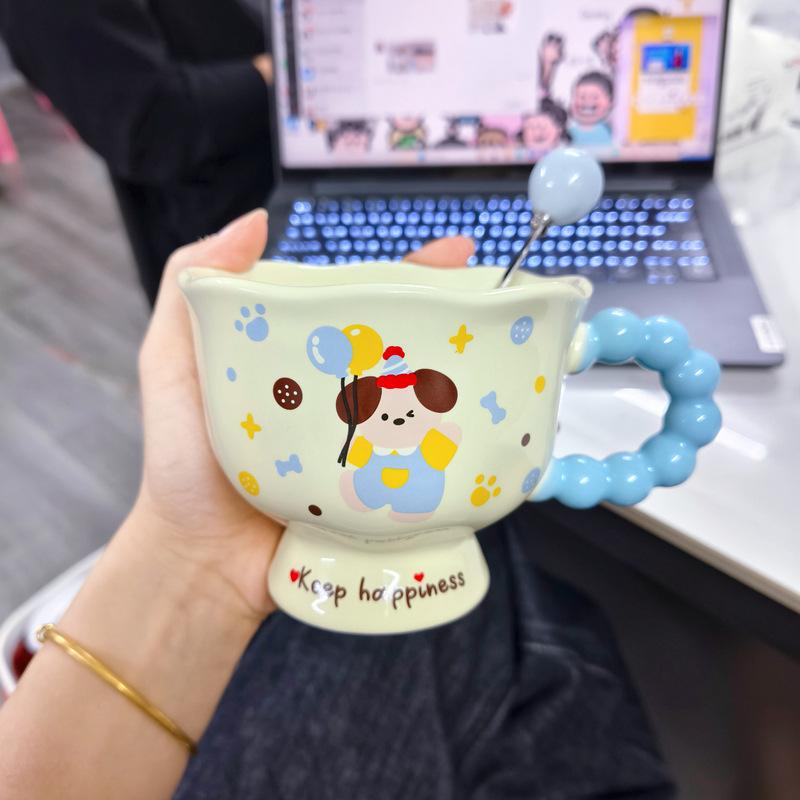 Ins Style Puppy Mug High Looking Cup Ceramic Couple Water Cup for Girls Birthday Gift Souvenir Gift