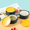 Microwaveable Multi-Layer Ceramic Bento Box: Portable Insulated Container with Compartmentalized Bowls for Office Workers