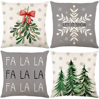 Weihnachts-Kissenbezug Leinen Bedruckt Zuhause Sofa Kissenbezug Wohnzimmer Schlafzimmer Kissenbezug