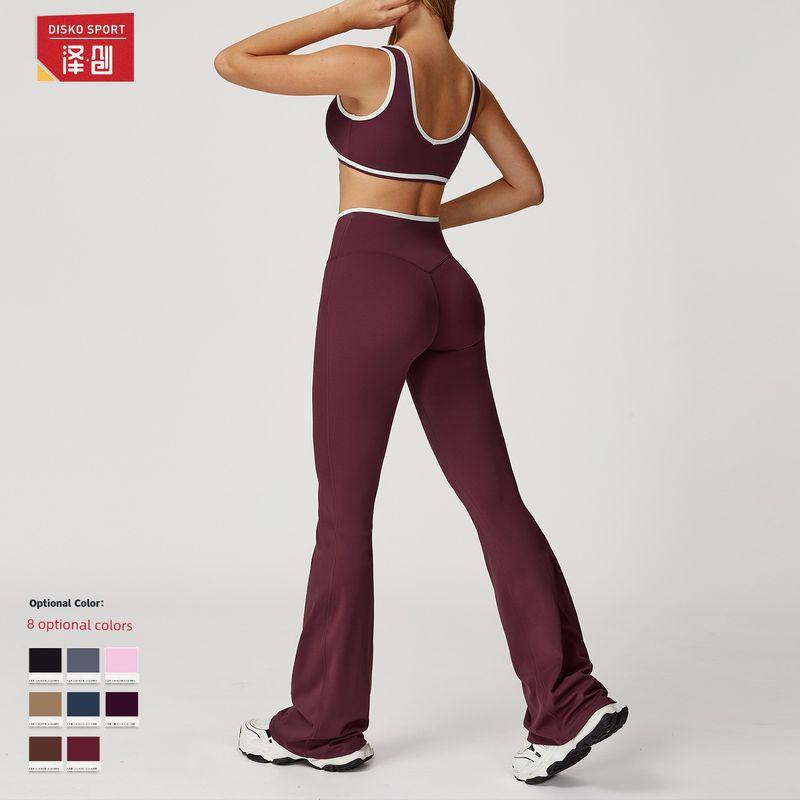 Guangzhou Zechuang Clothing Co., Ltd. Cross High Top Sports Suit Women's Contrast Color Open Back Tight Nude Feel Yoga