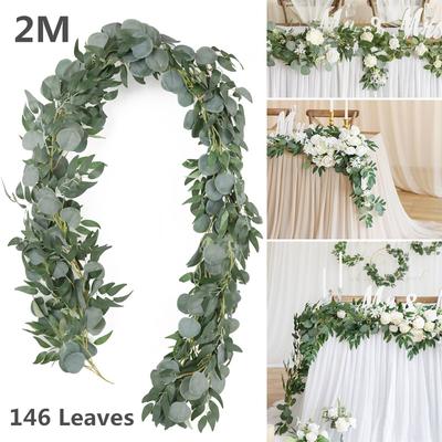 2M Hanging Eucalyptus Garland Artificial Plants Vine Willow Leaf Rattan Garden Home Christmas Decor