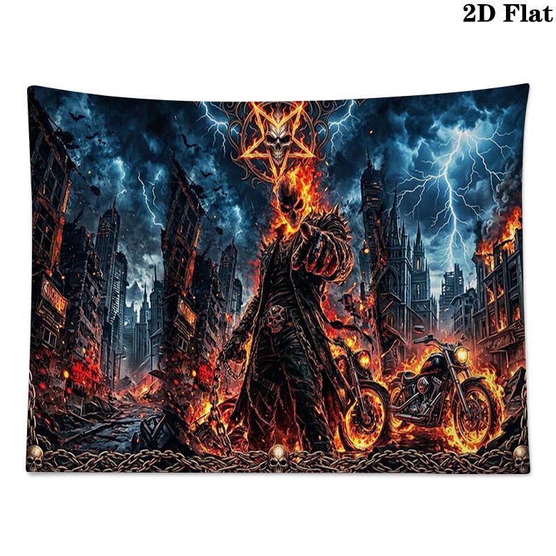 Horseman of Hell Wall Tapestry Aesthetic Wall Hanging Printed Fabric Blanket Decorative Tapestries for Bedroom Living Room Home Decor