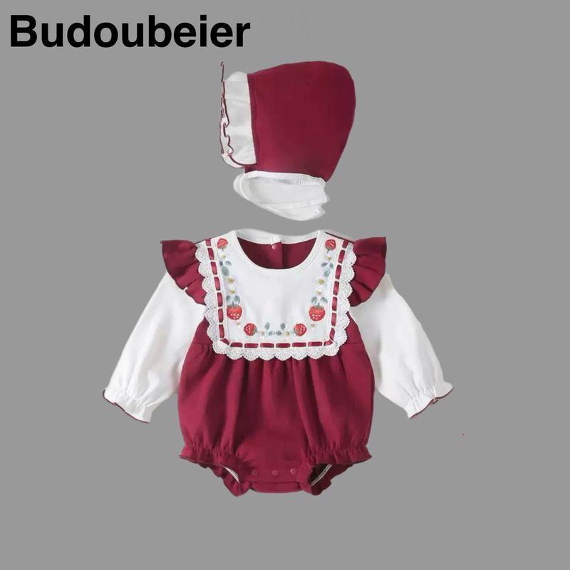 

British Baby Spring and Autumn Clothing, Baby Girl Jumpsuit, Full Moon and Hundred-Day Outing Jumpsuit, Newborn Baby Outing Outfit Red (Comes with a Hat) 59