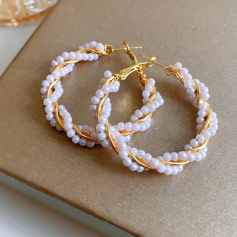 Silver Needle Zircon Pearl Tassel Earrings - Elegant Retro Design for Women