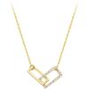 Exquisite Zirconia Interlocking Square Double Ring Necklace for Women