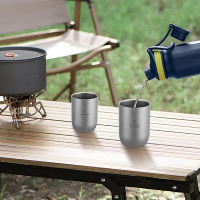 TOMSHOO Mini taza para beber té con pared doble resistente al calor de titanio multifuncional para acampar