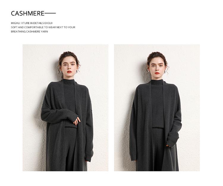 Cashmere Loose Mid-length Cardigan – Autumn/Winter Style Women's Knit Sweater