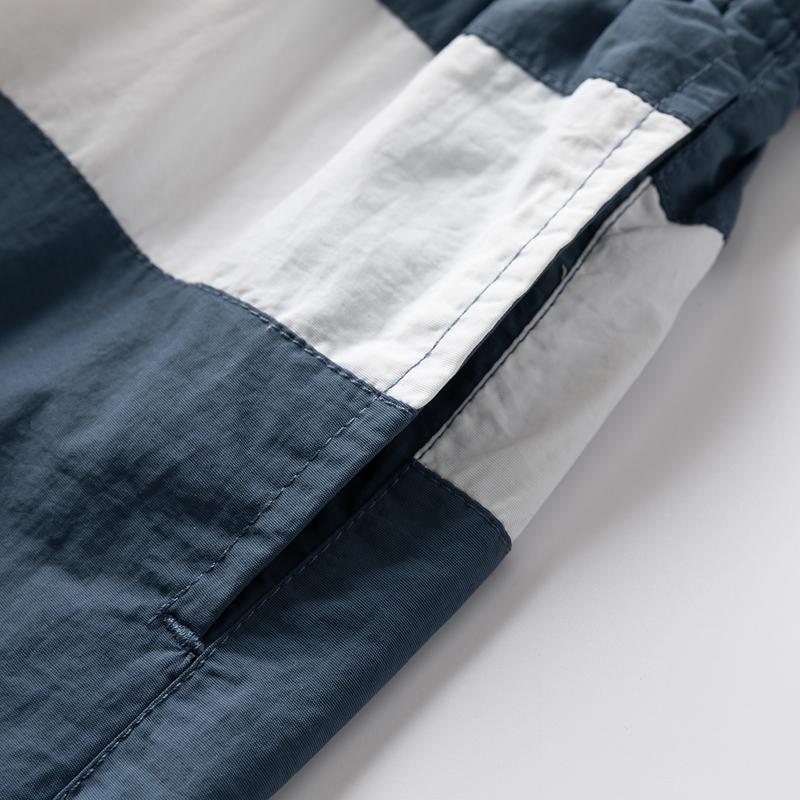 Men's Blue White Stripe Casual Shorts – Elastic Drawstring Waist Nylon Shorts for Summer Daily & Streetwear