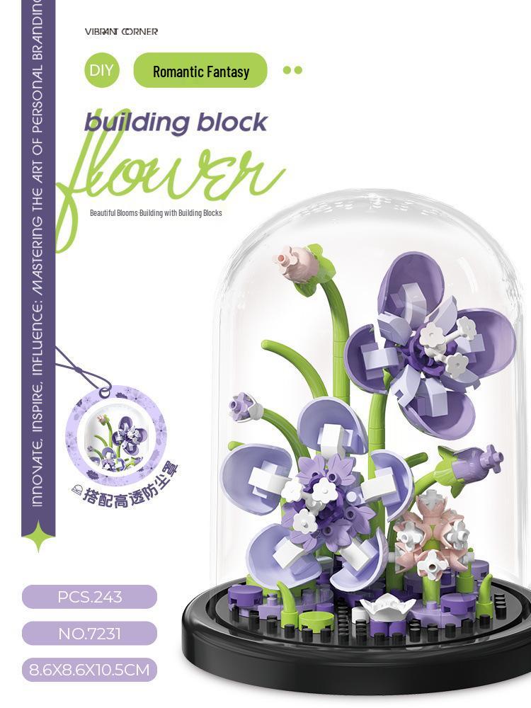 LEGO-Compatible Micro Blocks Eternal Flower Basket Bouquet - Educational Building Toy for Girls