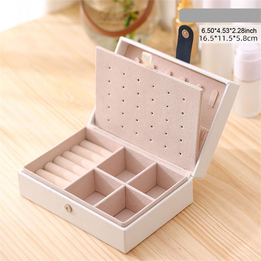 Trendy PU Leather Jewelry Boxes Portable Travel Stud Earring Ring Necklace Bracelet Storage Box Jewellery Display Case Organizer